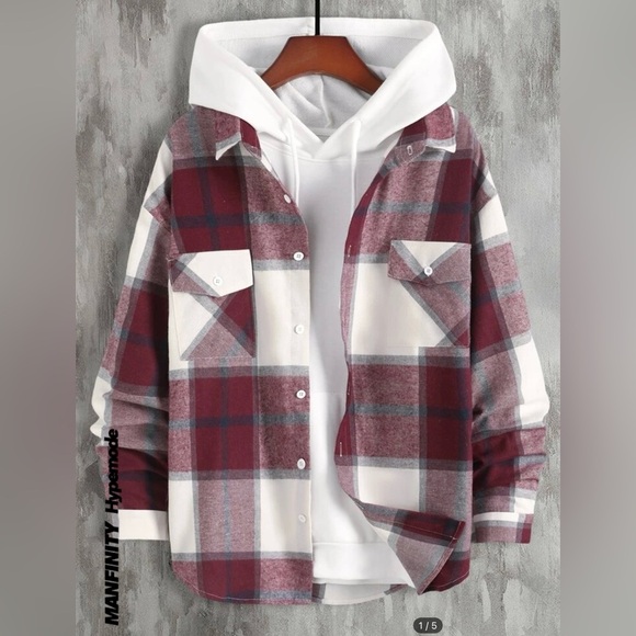 SHEIN Other - 💕 2 For $10 SHEIN Men’s Plaid Casual Button-Up Shirt Size XL